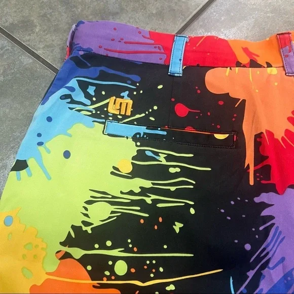 Loudmouth Paint Splatter Men’s Golf Pants Sz 35 Black Golfing Chino Retro Preppy - Picture 10 of 10